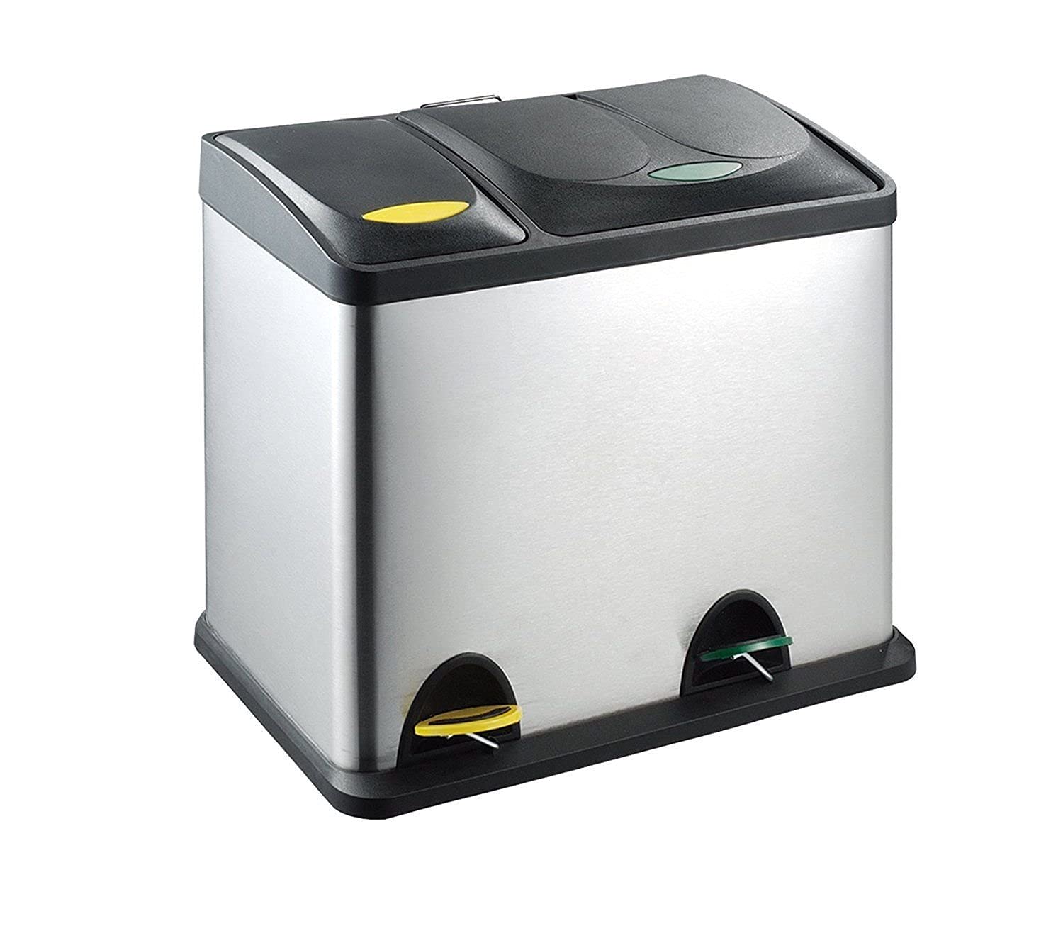 EVRE 2 compartment Recycle bin Stainless Steel Recycling Pedal Bin 26L (8L+18L)