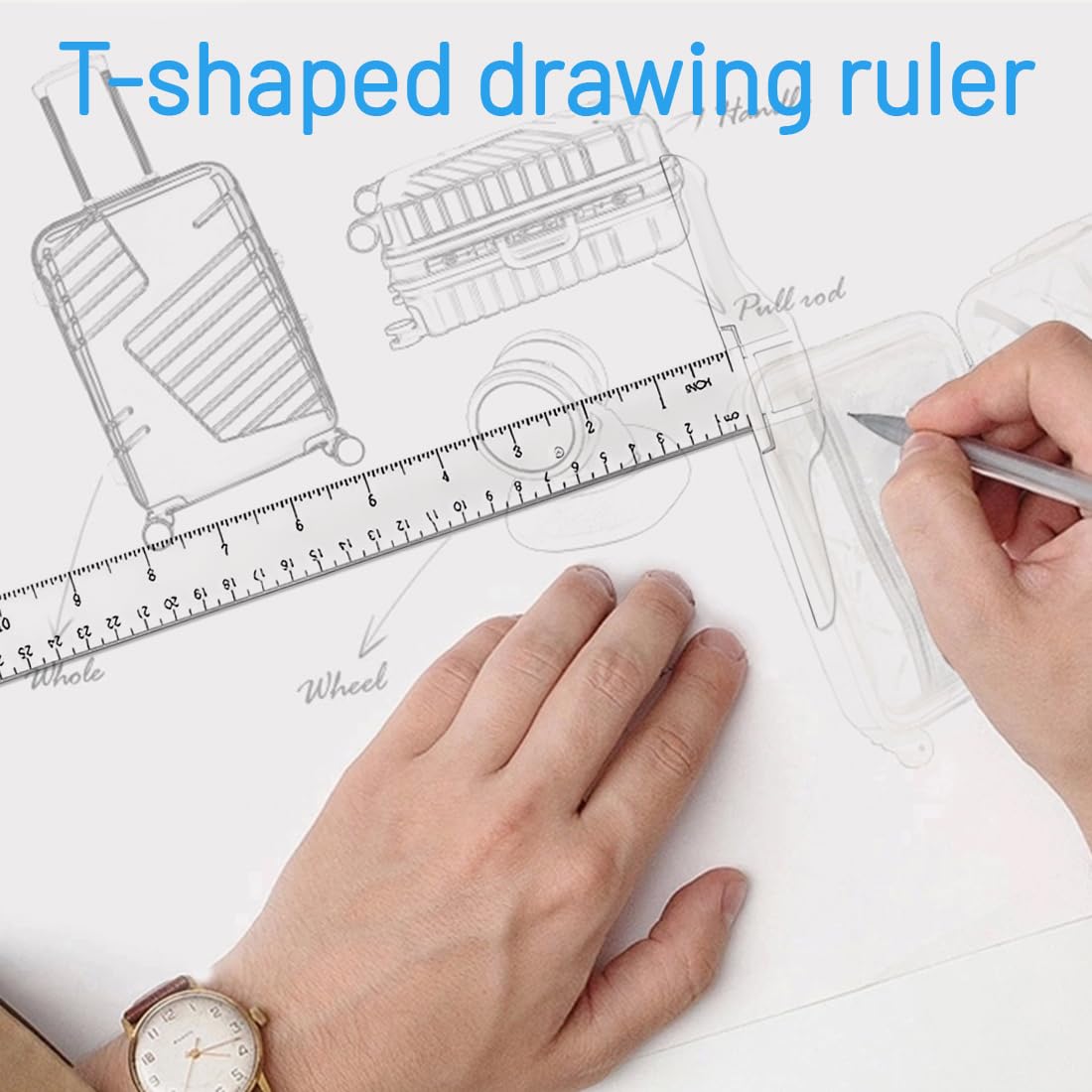 Reglas Cuadradas en T de Plástico Transparente Doble Cara para Dibujo y Diseño 30 cm
