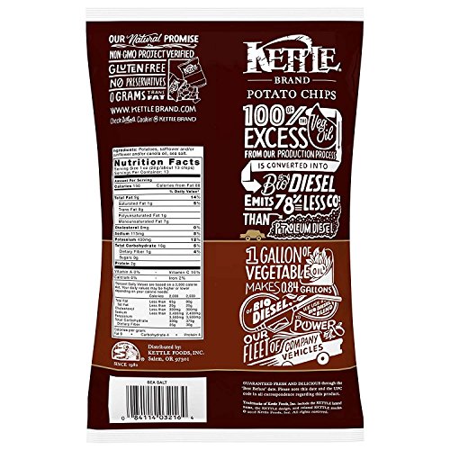 Image of Kettle Brand Potato Chips, Sea Salt, 13 Ounce Party Size, Pack of 10