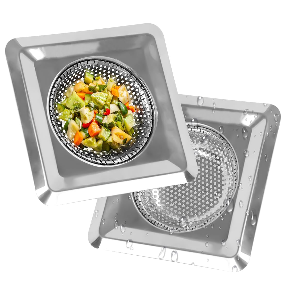 HASTHIP® Pack of 2 Square Stainless Steel Sink Drainer, Sink Strainer with Mesh Basin Basket Drain Filter - 4.3 Inch Anti Clogging Sink Jali Steel for Kitchen (B0CY4DQJ4Q) Amazon Price History, Amazon Price Tracker