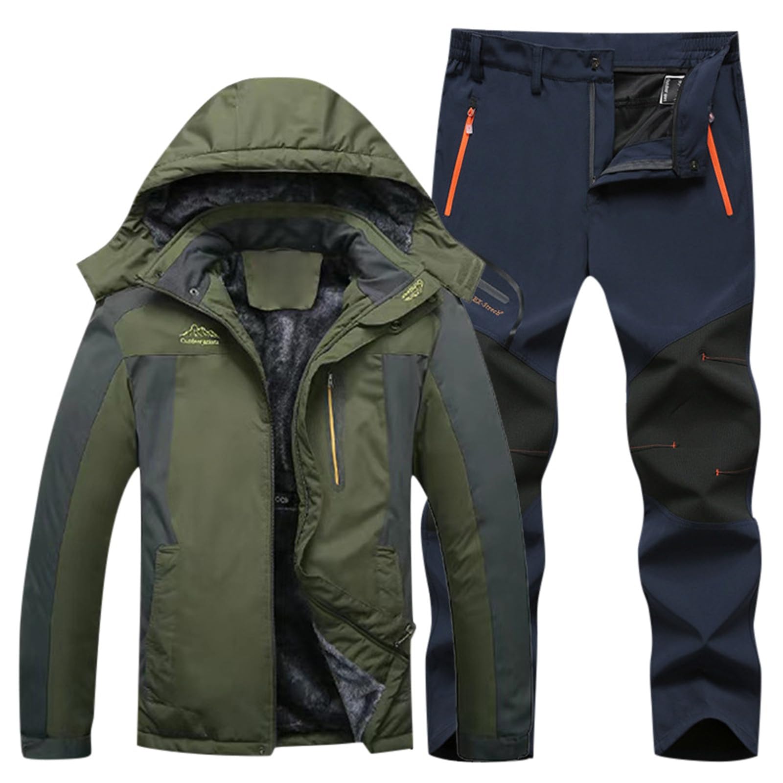 Generisch Herren 2 Teilig Set Winter Langlaufski Wasserdicht Schneeanzug Thermoanzug Skibekleidung Thermo Overall Warm Snowboardjacke Ski Anzug Snowboard Set