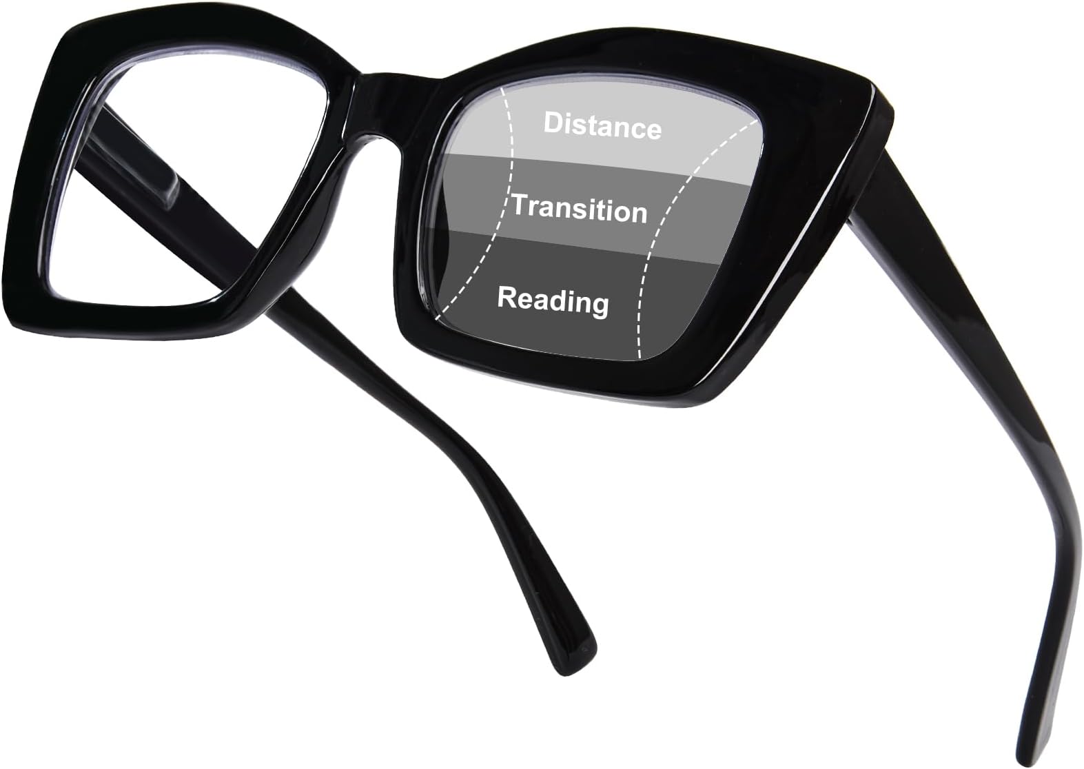 FONHCOO Oversized Progressive Reading Glasses for Women Men Oprah Style Large Square Blue Light Blocking Computer Readers