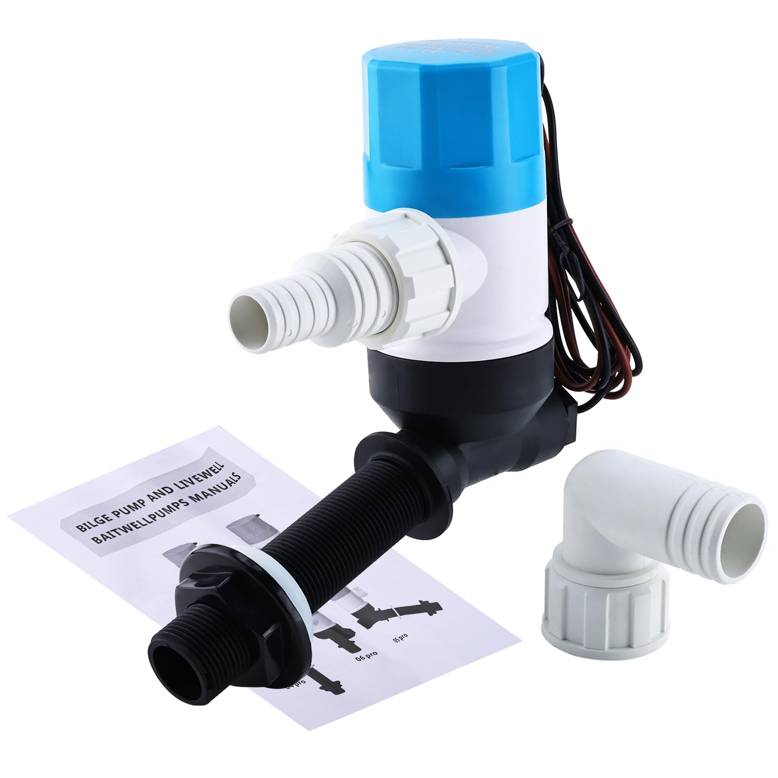 NovelBee 12V 800GPH Livewell Pump for Boat,Marine Baitwell Aerator Pump