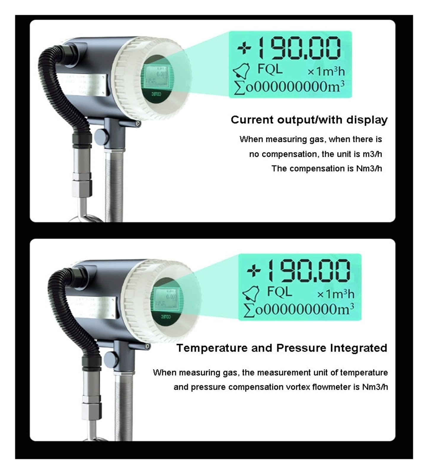 Caudalímetro de vapor inteligente, gas natural, aire comprimido, aguas residuales líquidas, aceite, transmisor de caudal Garantizar la estabilidad(RS485 output,DN32)