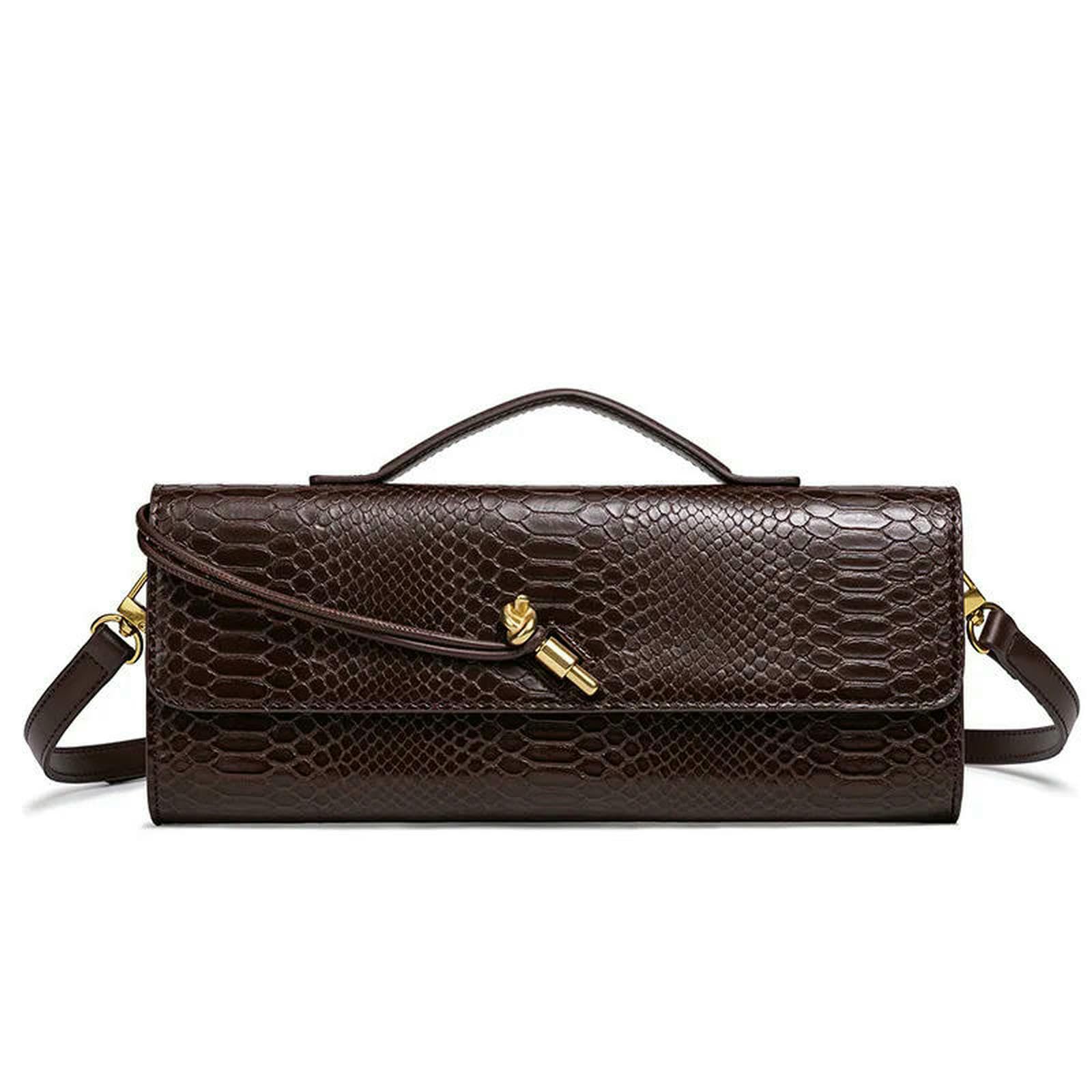 Borsa a Mano Donna Orizzontale da Donna, Pochette Versatile, Feste Serali, Tracolla Spalla, Fisarmonica-Rosso Scuro
