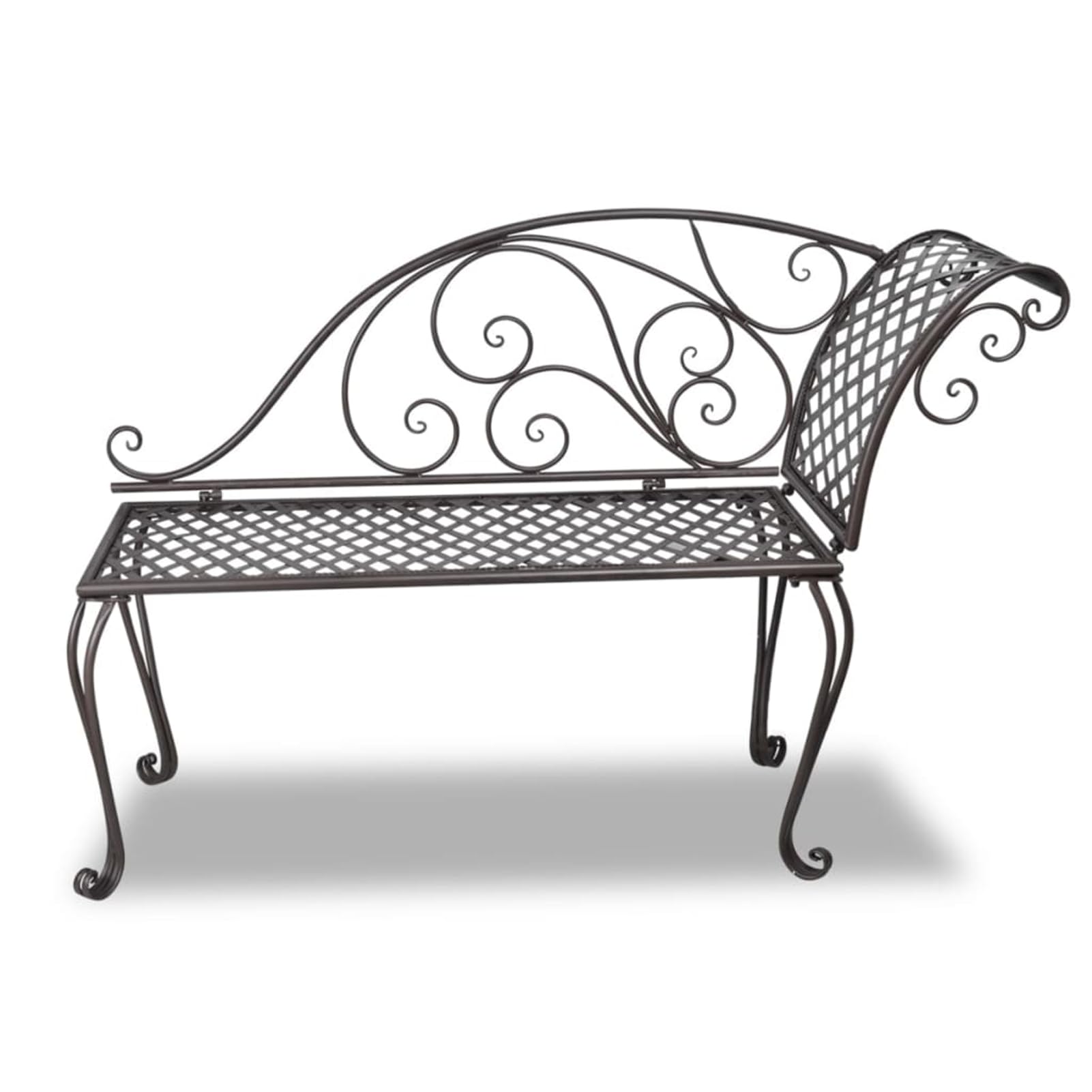 Banc chaise longue de jardin en acier marron vieilli Gecheer de 128 cm