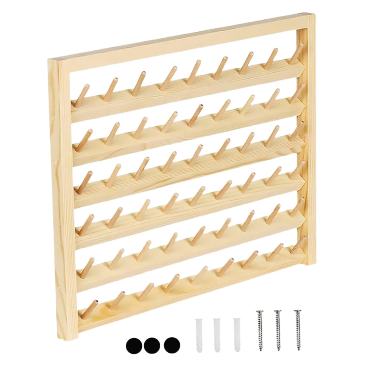 DOITOOL Supporto per Fili da Cucito in Legno Facile da Installare, Portarocchetti da Parete Salva per Organizzare Fili da Cucire in Casa o Laboratorio