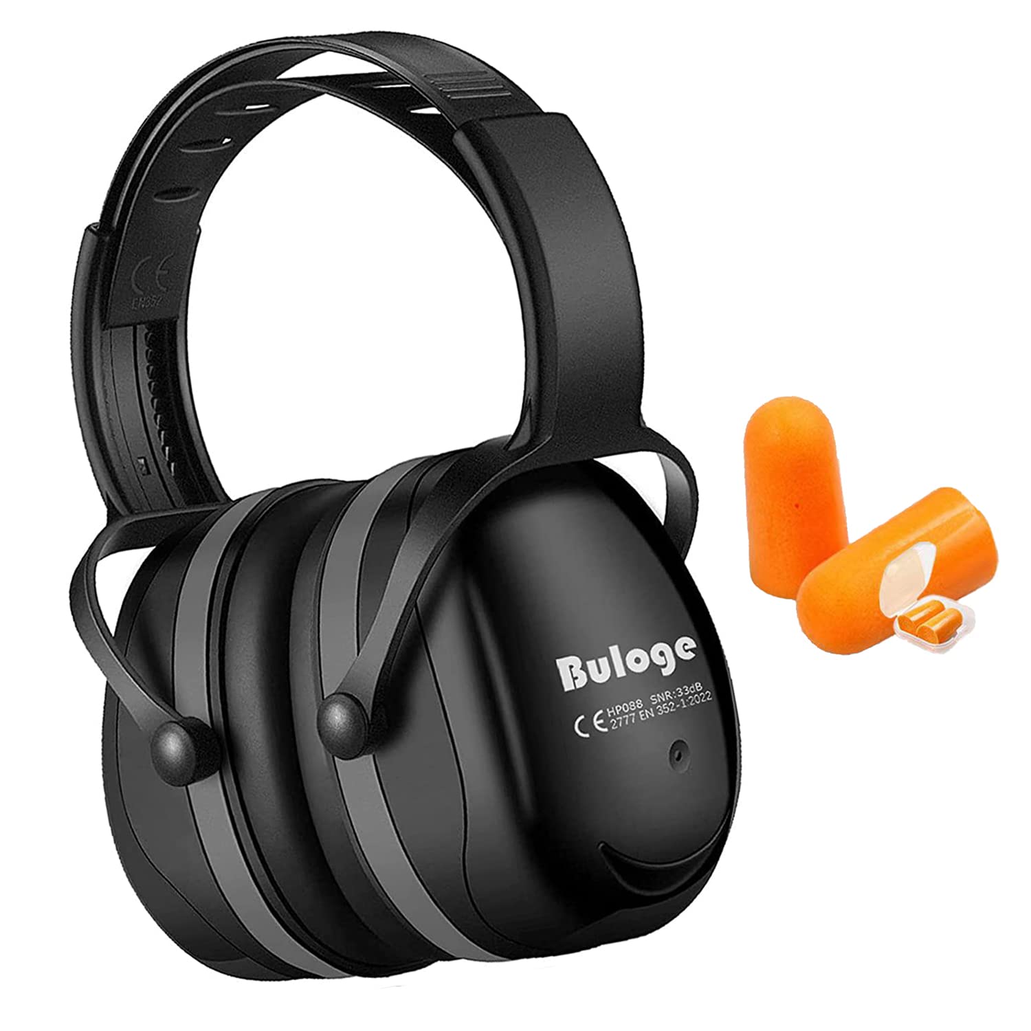 Buloge Ear Protection, Noise Reduction Safety Ear Defenders Earmuffs with Headband Hearing Protection Cancelling High Noise Headphones Protectors for Men Women Adults Black