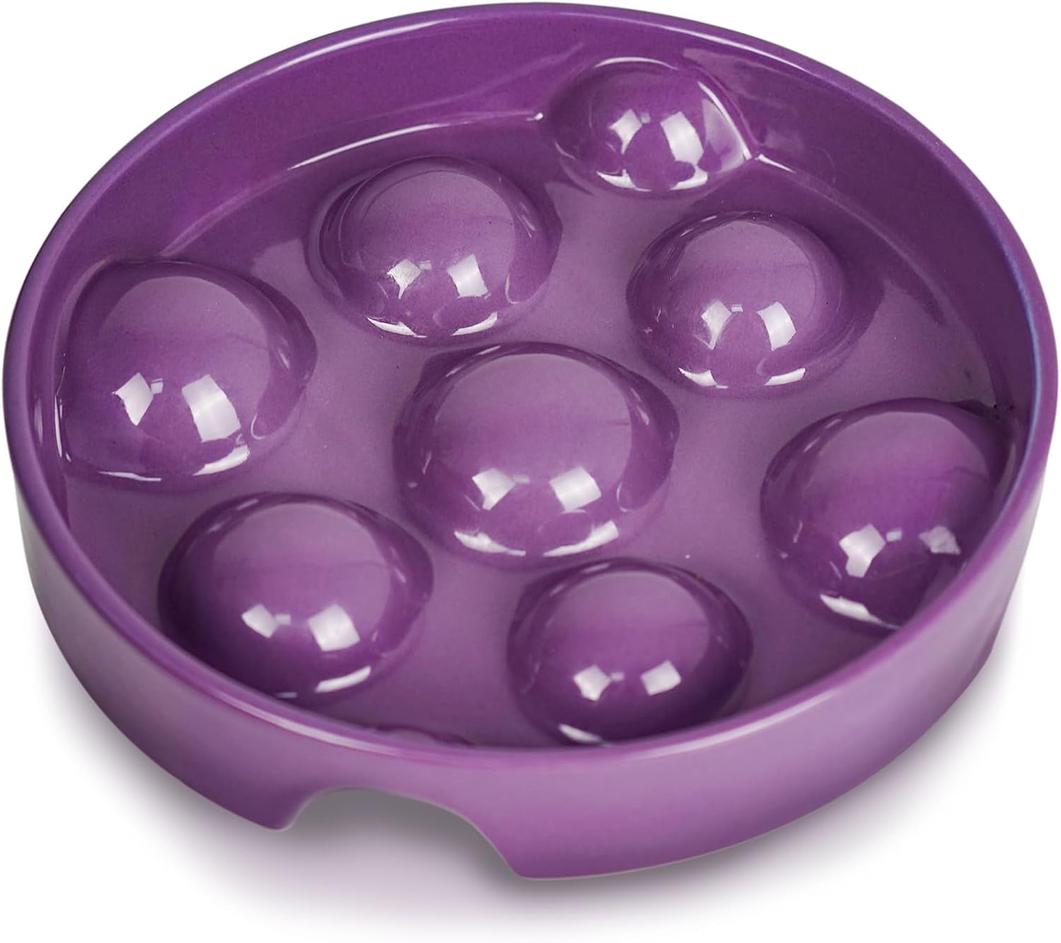 Dog Slow Feeder Ceramic Bowls 1.5 Cups Slow Feeding Dog Bowl for Small Medium Breed, 8″ Round Slow Feeder Food Bowl for Puppy, Meduim Dog Dishes to Slow Down Eating, Birthday Gifts, Dot Purple
