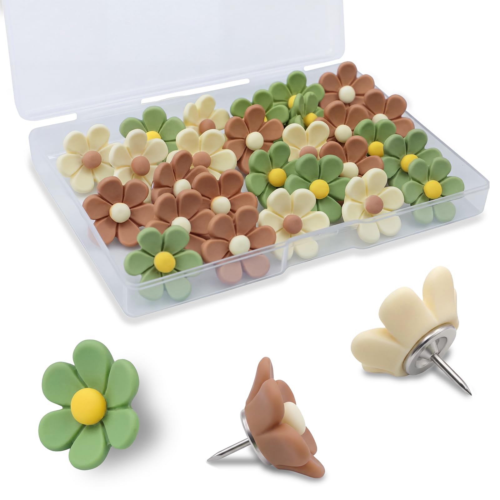 Flower Push Pins - Cute Office Decor & Bulletin Board Supplies -11 Flower Push Pins - Cute Office Decor & Bulletin Board Supplies -11
