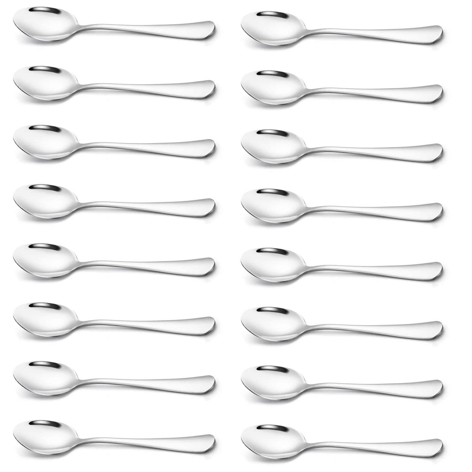 Briout Teaspoons, 16 Piece Spoons Silverware, 6.7 Inches Premium Food Grade Stainless Steel Tea Spoon, Kitchen Dessert Spoons Set, Mirror Finish Dishwasher Safe