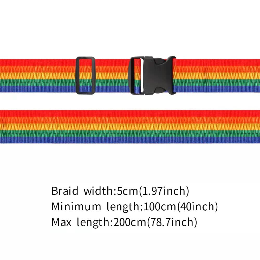 Gaiamat 4 Pack Rainbow Luggage Straps, Adjustable Flat Strap with Buckle, Multicolor, Compatible with Passenger Car, SUV, Truck, Van, Motorcycle, ATV, UTV, Trailer, Bicycle 1