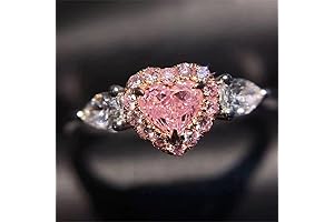 AZQ Sterling Silver Heart Shaped Diamond Ring