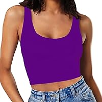 Vista 1 de Womens Sexy Sleeveless Crop Tops Double Layer Scoop Neck Cropped Tank Top