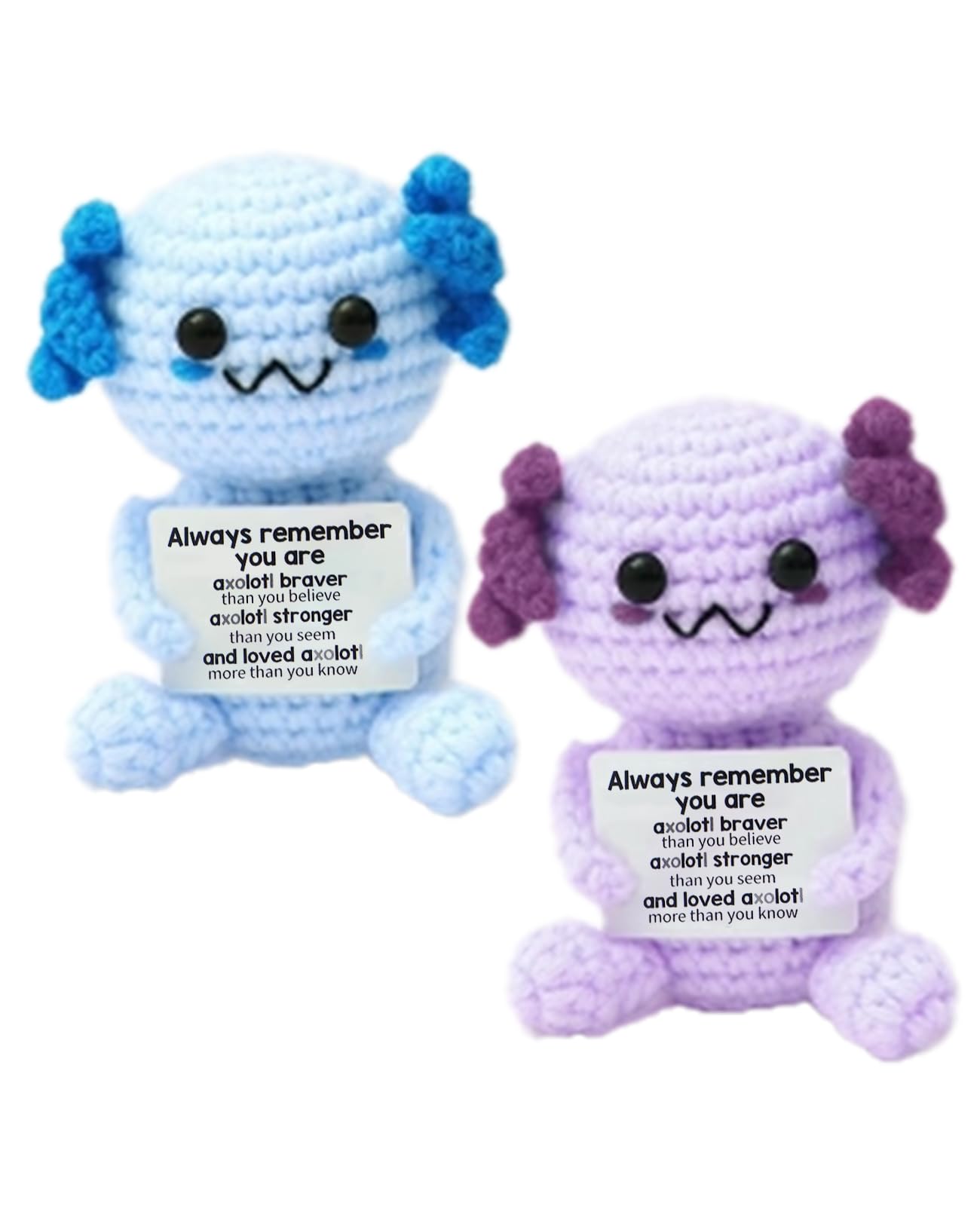 FunnAura 2 Pcs Axolotl Crochet Plush Toy, Mini Emotional Support Crochet for Women Lover Friends Gift