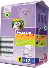 Fralda Descartável Chalesco para Cães Fêmeas Tamanho P 4 a 7Kgs - Pacote com 12 Unidades