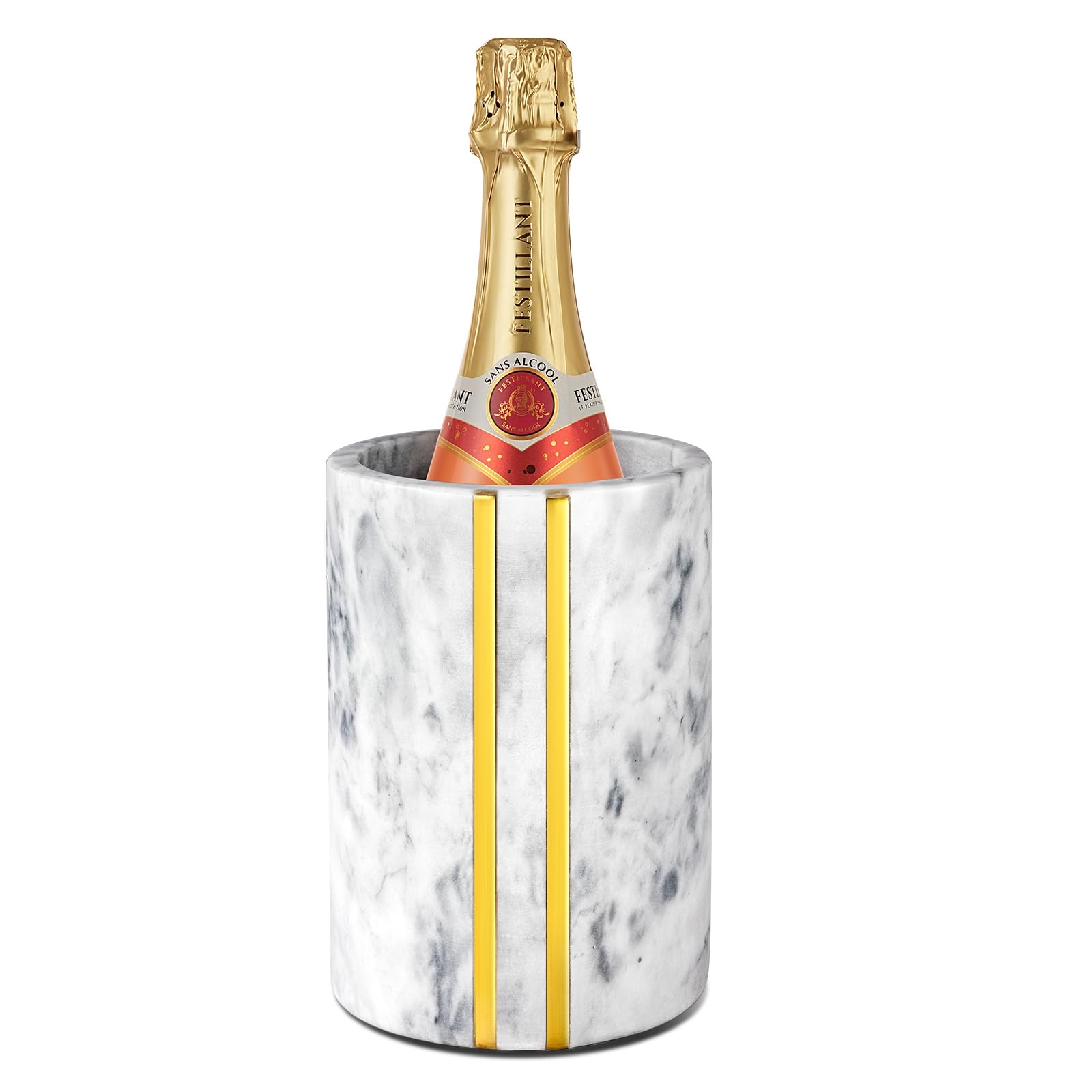 Pejevir Marble Wine Chiller Bucket, Wine Cooler Champagne Chiller for Party, Kitchen, Bar Decor to Keep Wine & Beverages Cold, Holds Any 750ml Bottle, Gray