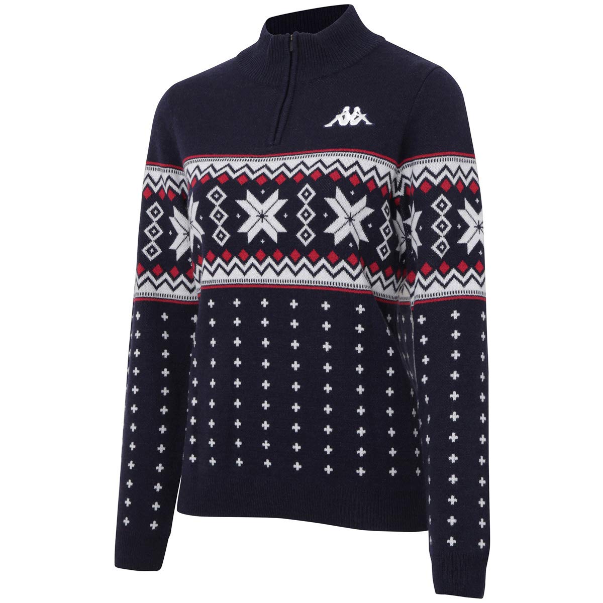 (未使用･未開封品)　[カッパゴルフ] ゴルフ ノルディック柄ハーフジップシャツ KG862SW72 レディース Kappa GOLF WT 日本 M (日本サイズM相当) bt0tq1u 中古】[カッパゴルフ] ゴルフ ノルディック柄ハーフジップシャツ