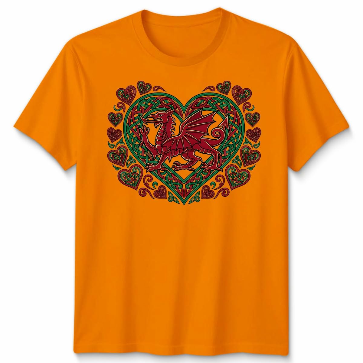 D&T St Davids Day Butterfly Welsh Flag Heart Rugby Top Mens Womens Apparel Wales National Holiday Graphic Shirt Unisex 3XL Orange