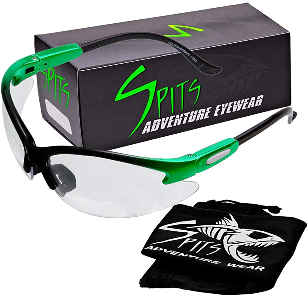 Spits EyewearSpits Eyewear Cougar Mirrored Safety Glasses, 22 Limited Edition Frame Colors (Frame Color: Two Toned Green/Black, Lens Color: Smoke Mirrored)