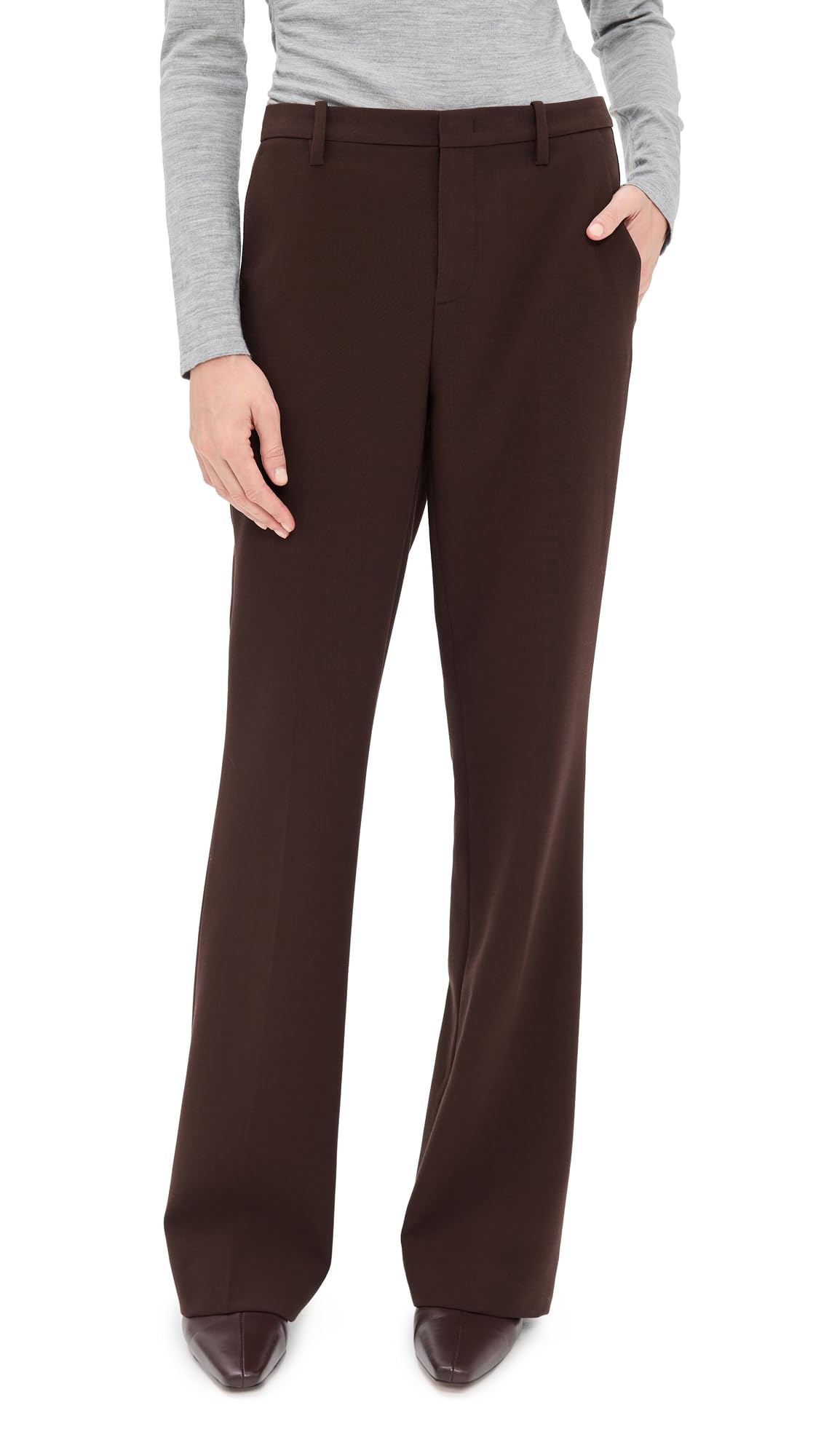 Vince Womens Mid Rise Tailored Flare Pants