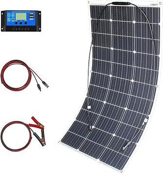 Flexible Solar Panel 100W 12V Monocrystalline System Kit Solar Charger PV Connector for Trailer rv Boat Off Grid