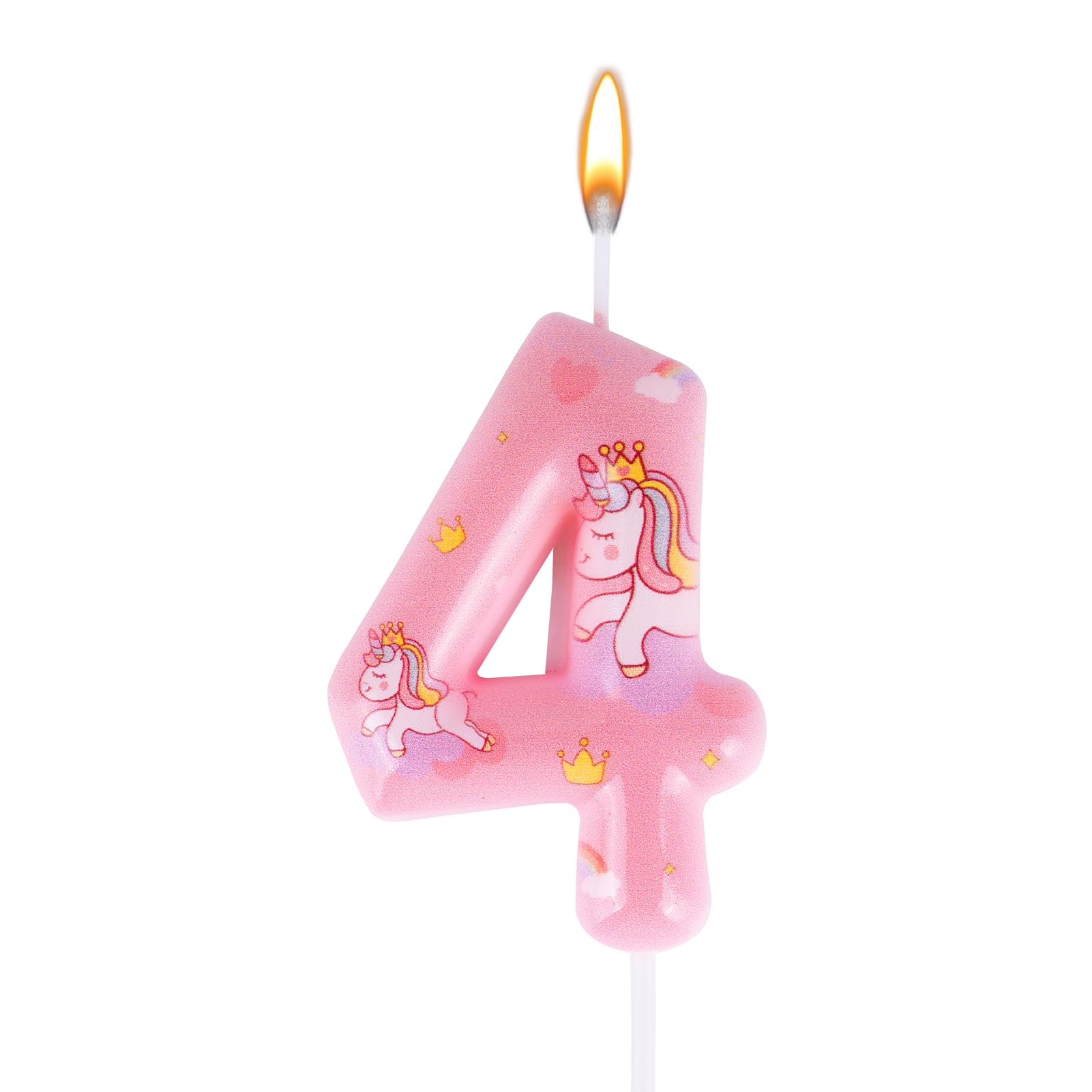 Unicorn Number 4 Birthday Candle - Pink Magical Cake Topper For Girls Parties