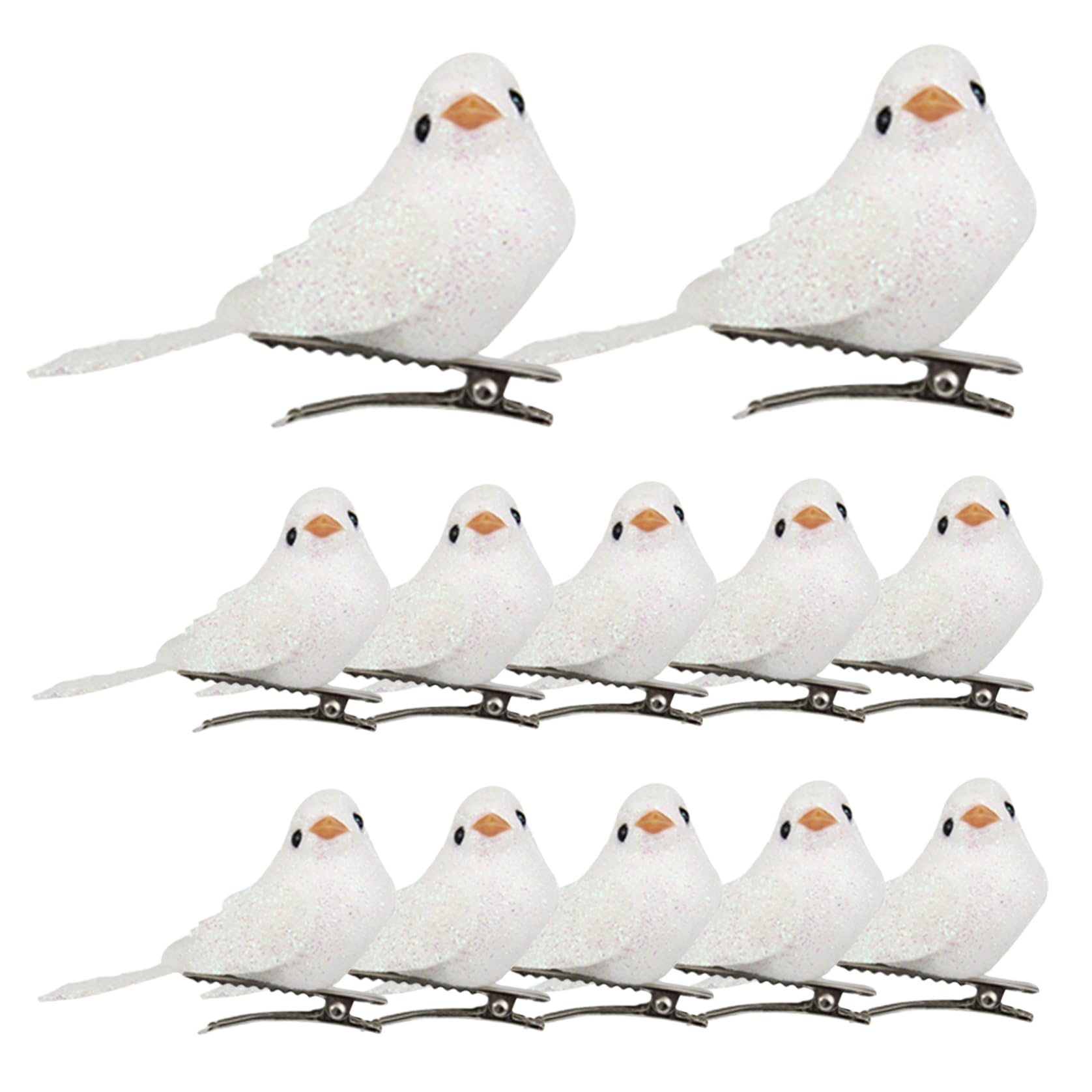 Christmas Birds Ornaments With Clip Artificial Foam Birds for Xmas Tree Wreaths Decorations 12PCS White Christmas Bird Ornaments Fake Birds Artificial Foam Bird Artificial Bird Ornaments