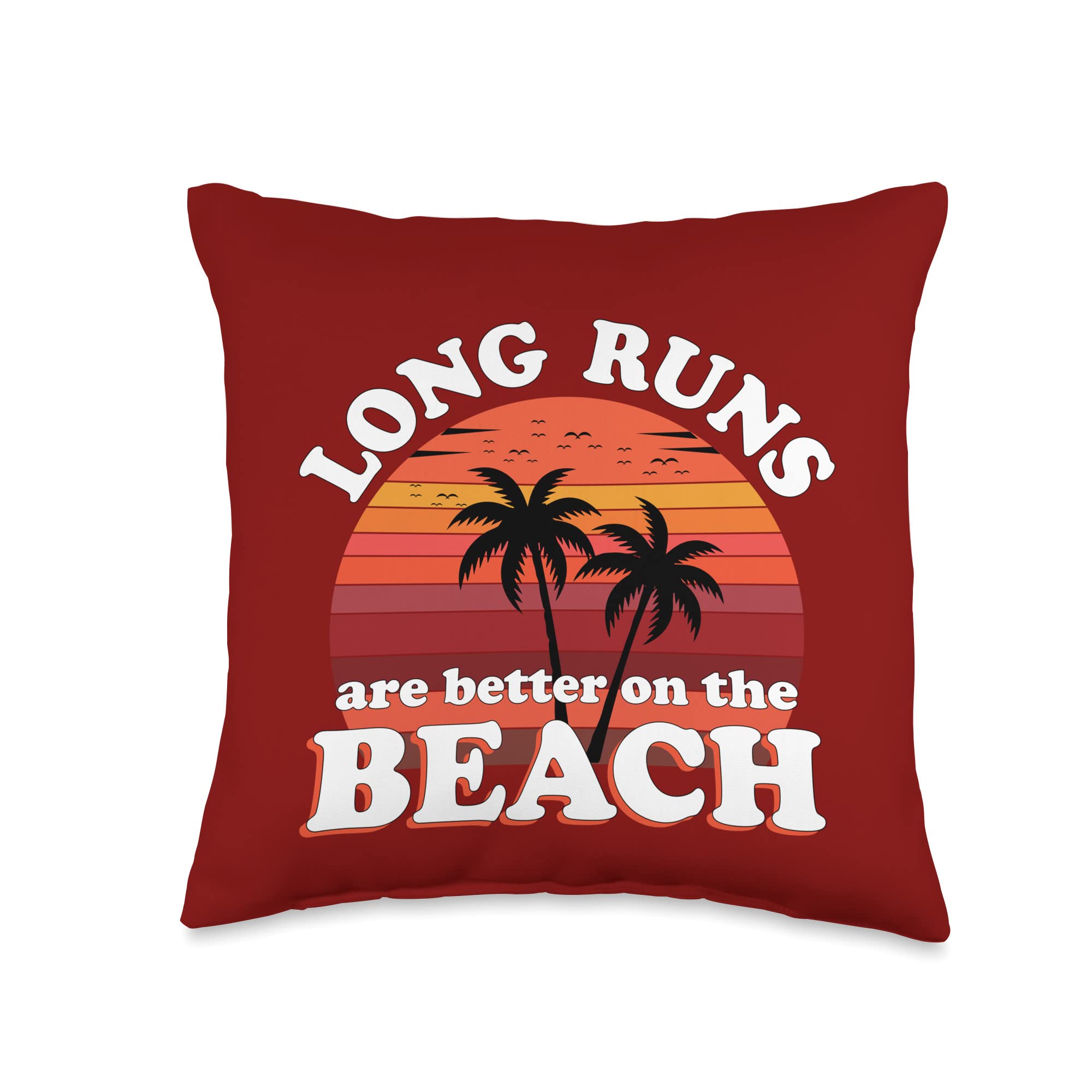 Long Runs Are Better On The Beach Runner Graphic Throw Pillow