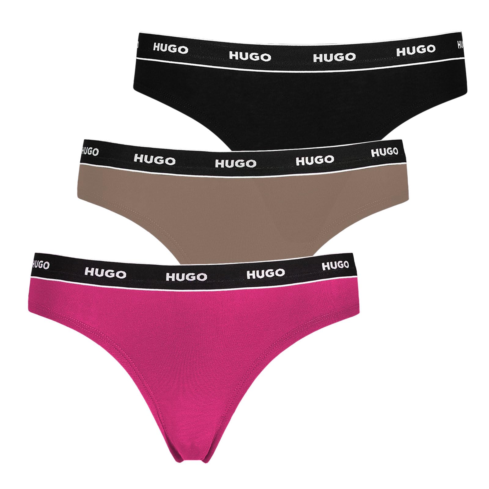 HUGO Women's TRIPLET THONG STRIPE 10240727 String, 999Assorted Pre-Pack, L