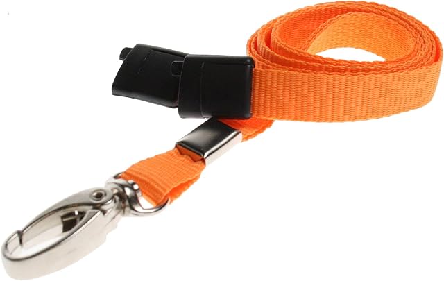 PCL Media ltd® 10 x Breakaway Safety Lanyard Neck Strap Swivel Metal Clip for Id Card Holder - Pull Quick Release Design Lanyards Bulk 10pcs (Orange)