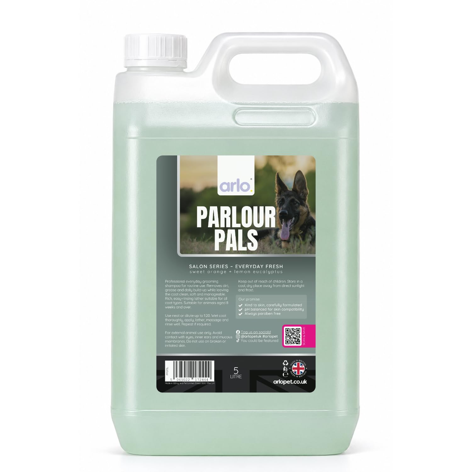 Parlour Pals Professional Dog Grooming Shampoo 5L | 1:20 Concentrate | Quick Rinse Formula | Salon Grade Shampoo for Professional Groomers | Premium Coat Care - Everyday Fresh
