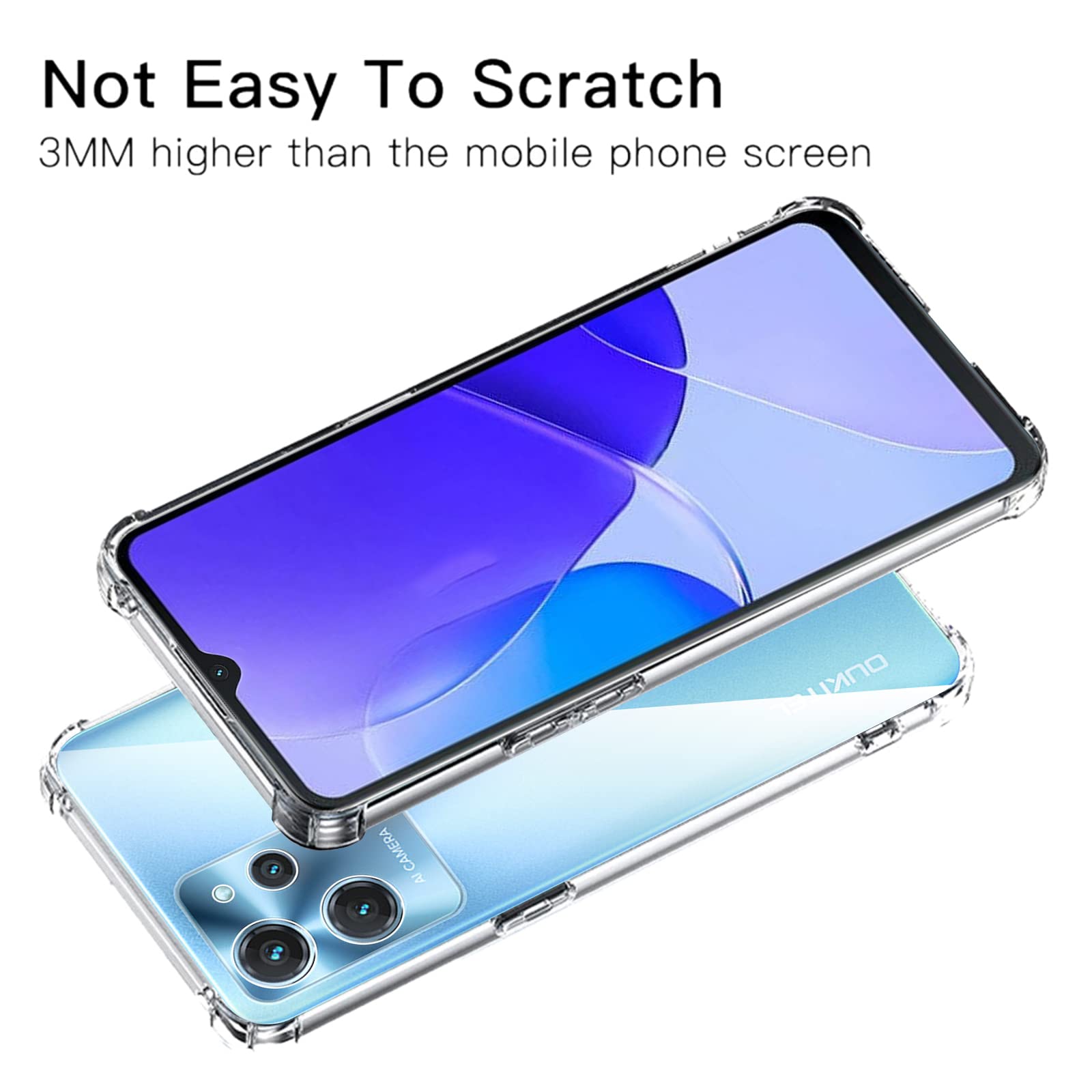 Custodia Oukitel C32 + Vetro Temperato - Cover Nera In TPU, Per Schermo