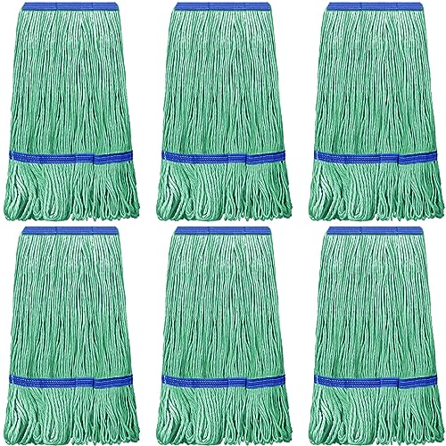 Image of Eccliy 24 Pack Commercial Mop Heads Replacement Heavy Duty 18 oz Loop End Cotton String Wet Mop Refills Washable Absorbent Reusable for Industrial Home Tile Wood Concrete Floor (Green,Blue)