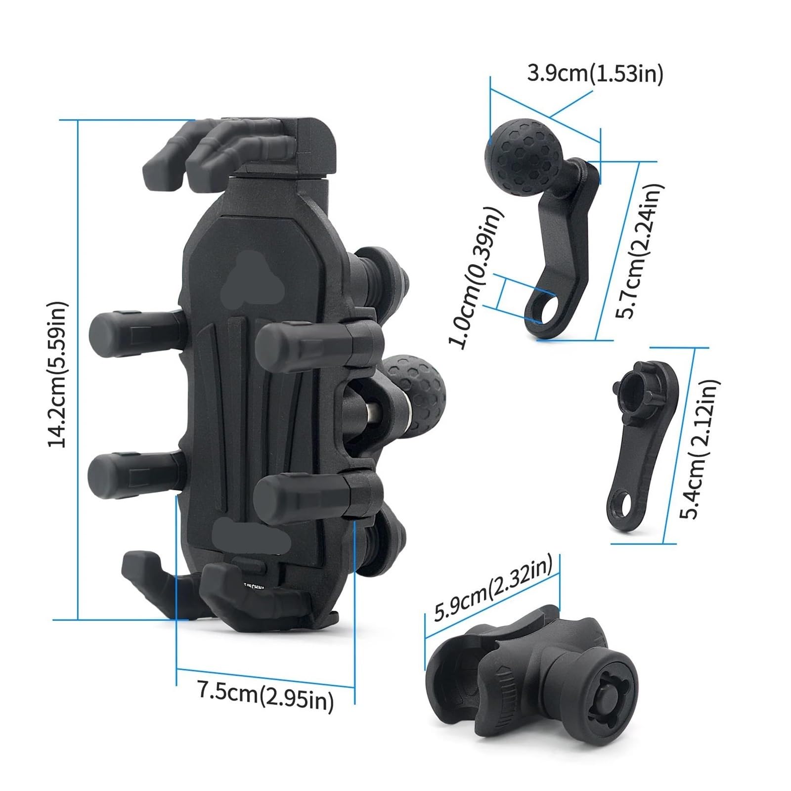Support de Navigation Support De Téléphone Portable pour Moto Guidon en Aluminium Antivibration Navigateur GPS Mobile Miroirs Vélo(B)
