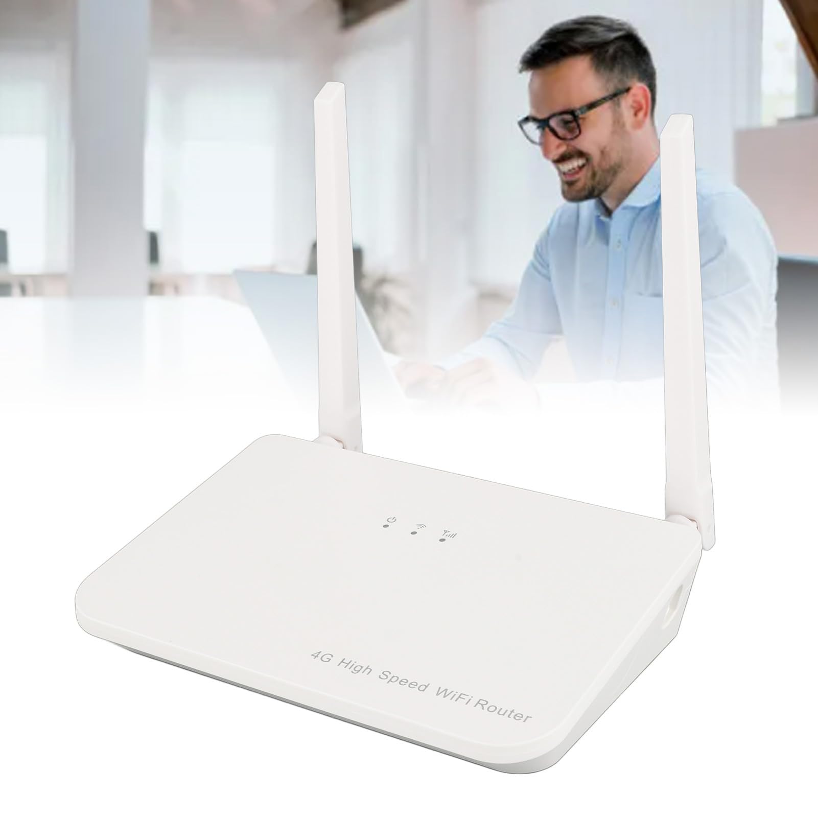 Router 4G LTE con Slot per Scheda SIM, Router Hotspot WiFi Mobile da 300 Mbps con Porte LAN WAN e 2 Antenne, Supporta 32 Utenti, per Ufficio Domestico (Spina europea)