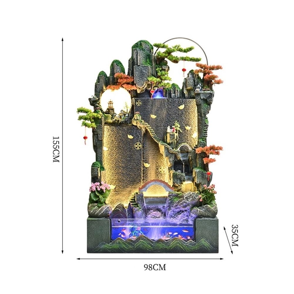 Fuente de Agua Gran pecera de Agua circulante con rocalla de Suelo, decoración Feng Shui for Sala de Estar, Patio y Paisaje. Fuente en Cascada