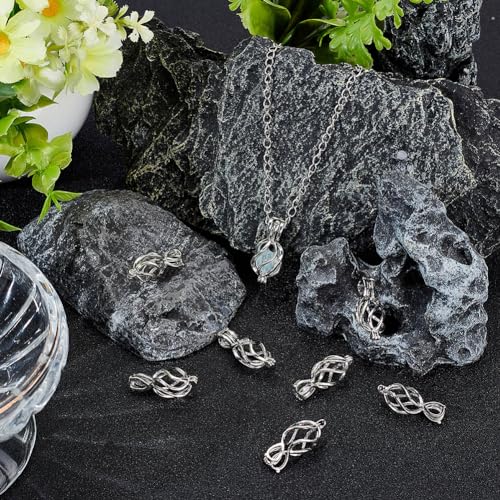 Beebeecraft 1 Box 10Pcs Beads Cages Charms Platinum Plated Brass Stone Holder Cage Pendants for DIY Bracelet Necklace Jewelry Making - Image 4