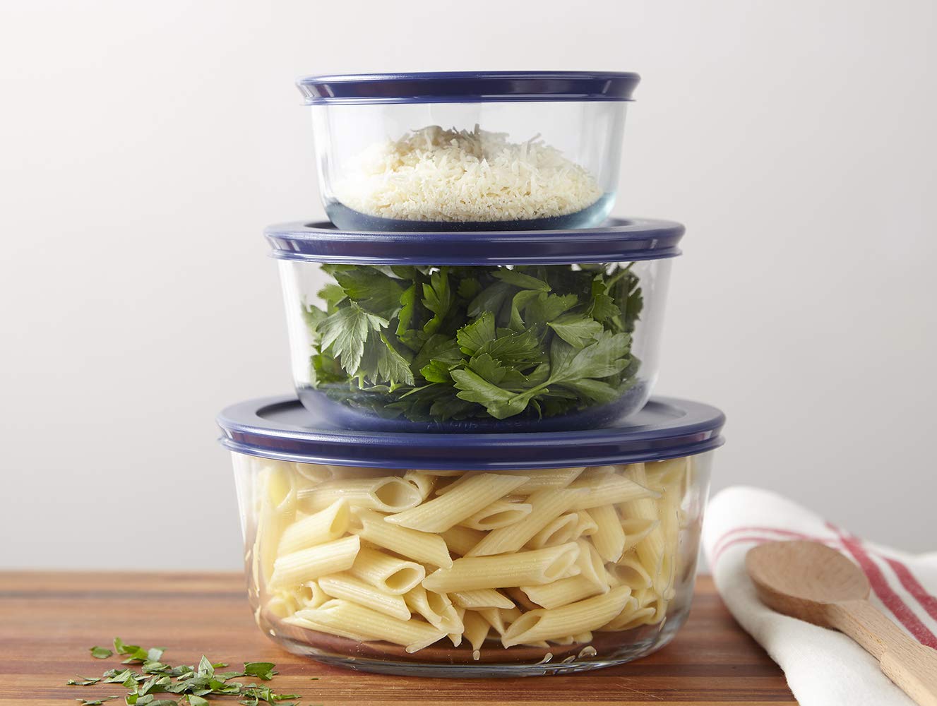 Pyrex 1118988 14-Piece Simply Store with Blue Covers, Clear by Pyrex