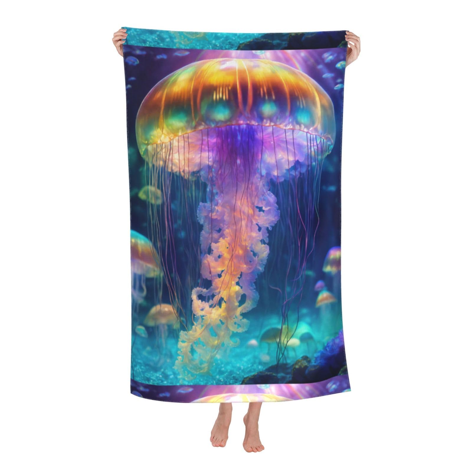 Cbaaghh Jellyfish Ocean Print Adult Beach Towels,Beach & Pool Towel,Beach Towels,Towels For Camping