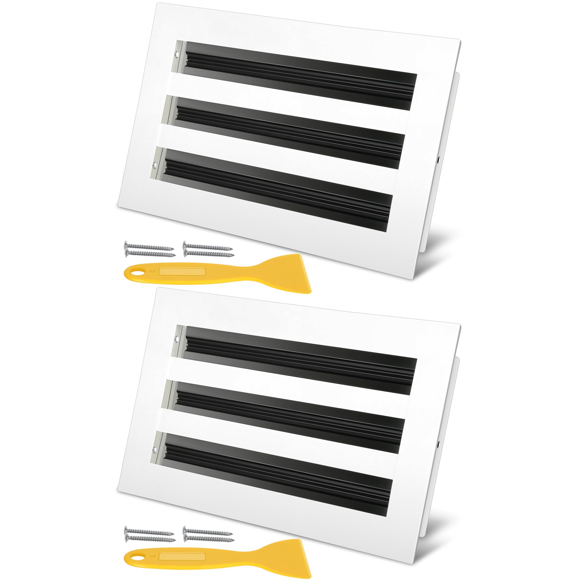 10x6 Modern AC Vent Cover 2Pack, Decorative White Air Vent (Duct Opening Cutout), All Aluminium Standard Linear Slot Diffuser, Low Noise - Register