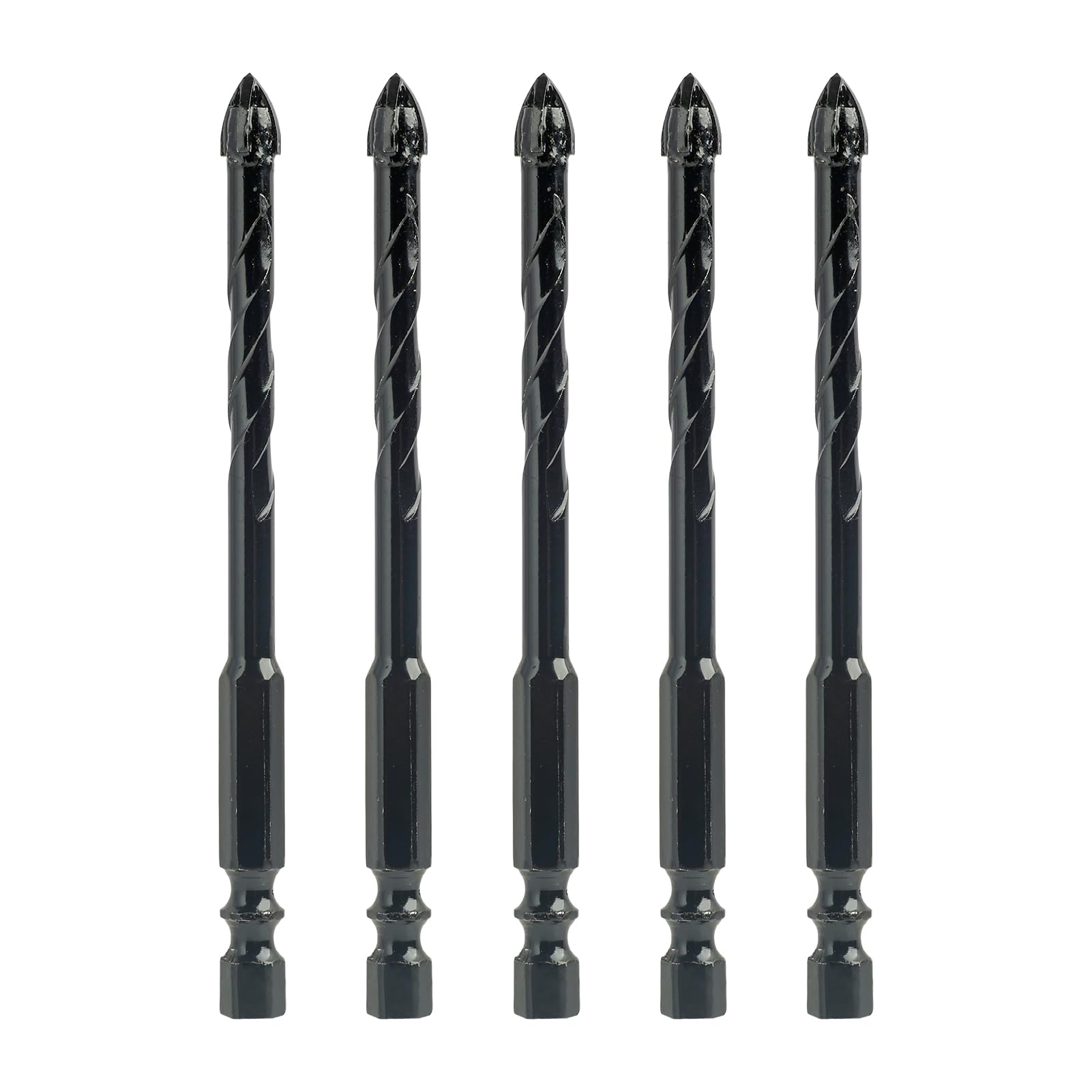 5 Piezas 6mm Taladro de Acero de Tungsteno, Brocas de para Azulejos y Vidrio, Brocas Profesionales de para Cerámica, Mampostería, Plástico, Madera, y Metales Blandos (6mm)