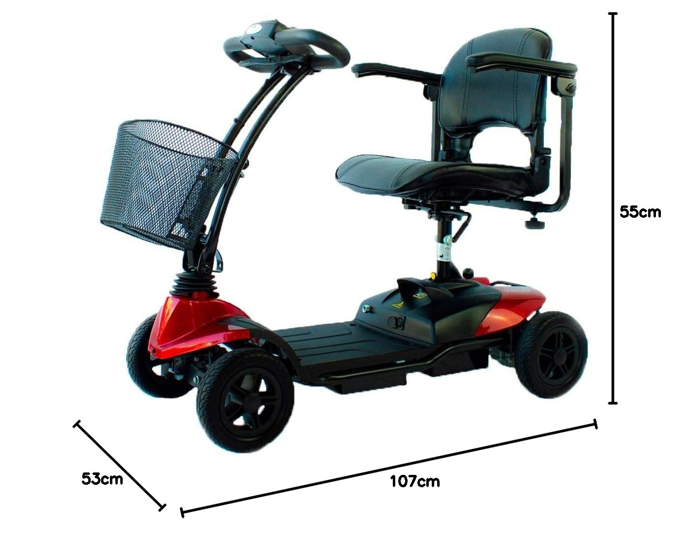 Mobiclinic®, Vehículo para Personas con Movilidad Reducida, Auton. 10km, Motor 250w, Hasta 135kg, Ruedas antivuelco, Velocidad 6.4 km/h, Asiento giratorio, Altura y manillar ajustable, Virgo