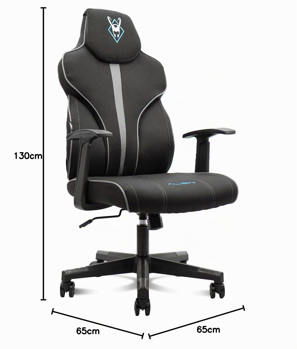 Woxter Stinger Station Alien Titanium - Silla Gaming Oficina (Gamer, Eje Acero, Levantamiento por pistón, Tela Transpirable, Ergonómica, Reposabrazos, Altura Ajustable)