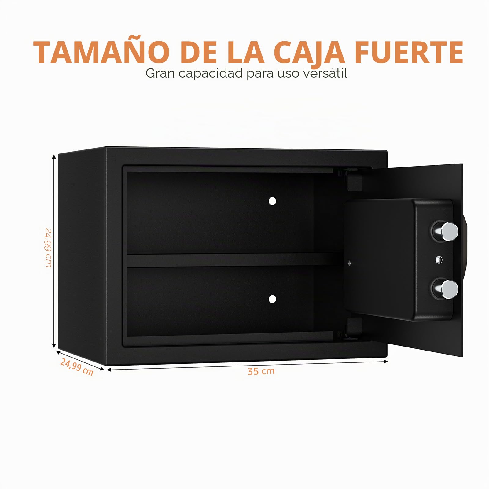Caja Fuerte Digital con Combinación, Caja Fuerte para Muebles con Cerradura de Llave y Alarma, Caja Fuerte Segura para Casa con Estante Extraíble para Joyas, Dinero en Efectivo y Documentos