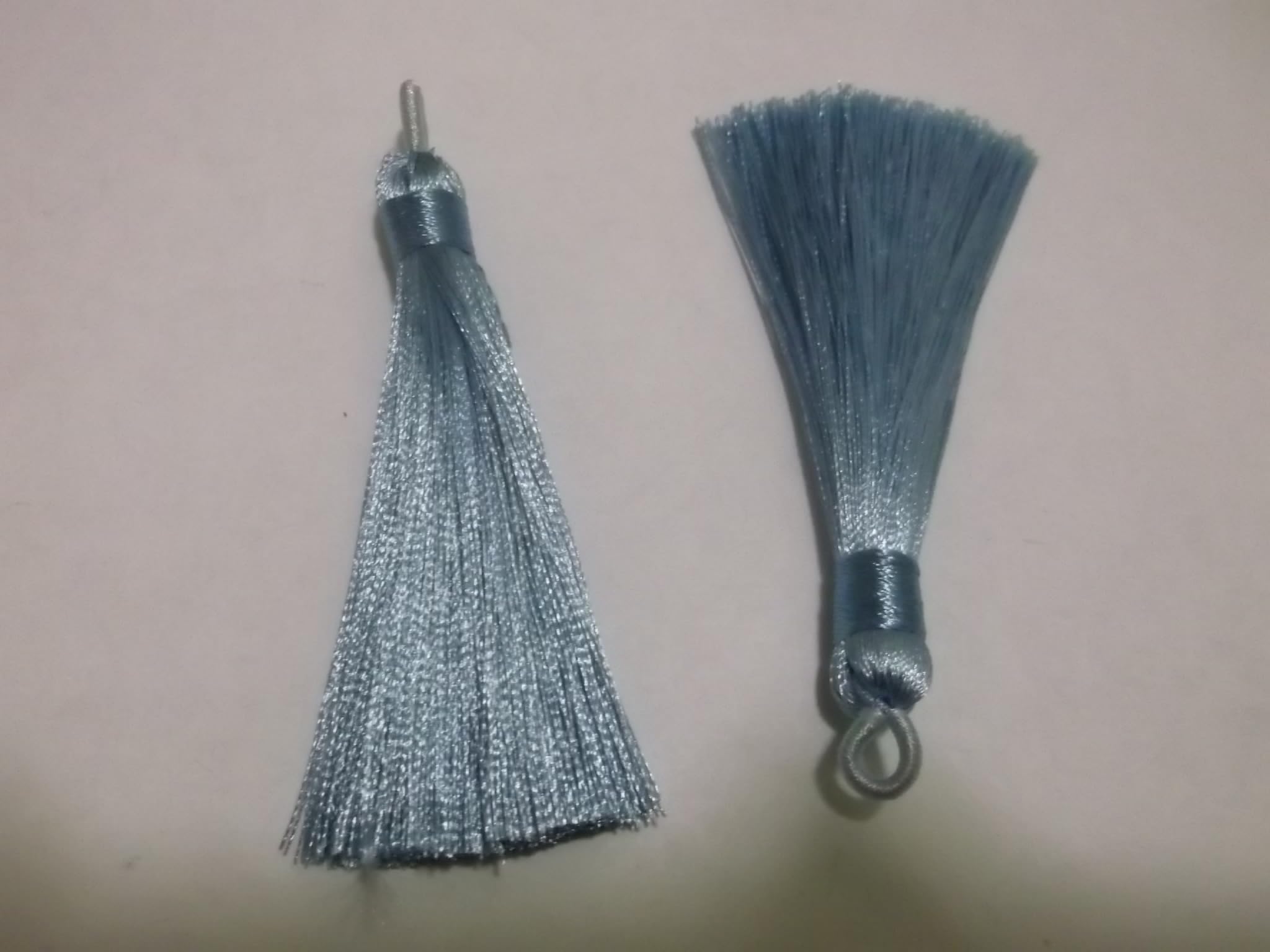 Qpsupplies Light Blue 5Pcs - Silky Soft 8Cm-9Cm Tassels With Hanging Loops For Bookmarks Jewellery Keychains Pendant Decoration Crafts