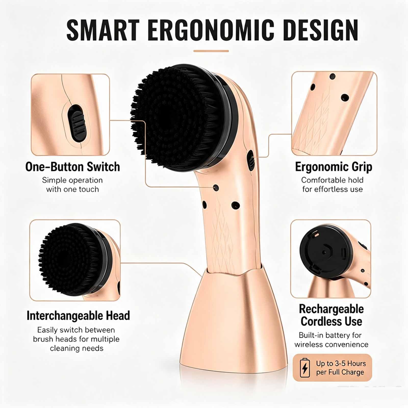 Kit De Cirage Électrique, Cireuse Électrique avec 6 Têtes De Brosse, Poignée Ergonomique Et Base De Rangement Compacte pour Le Nettoyage Et Le Polissage des Chaussures, Bottes