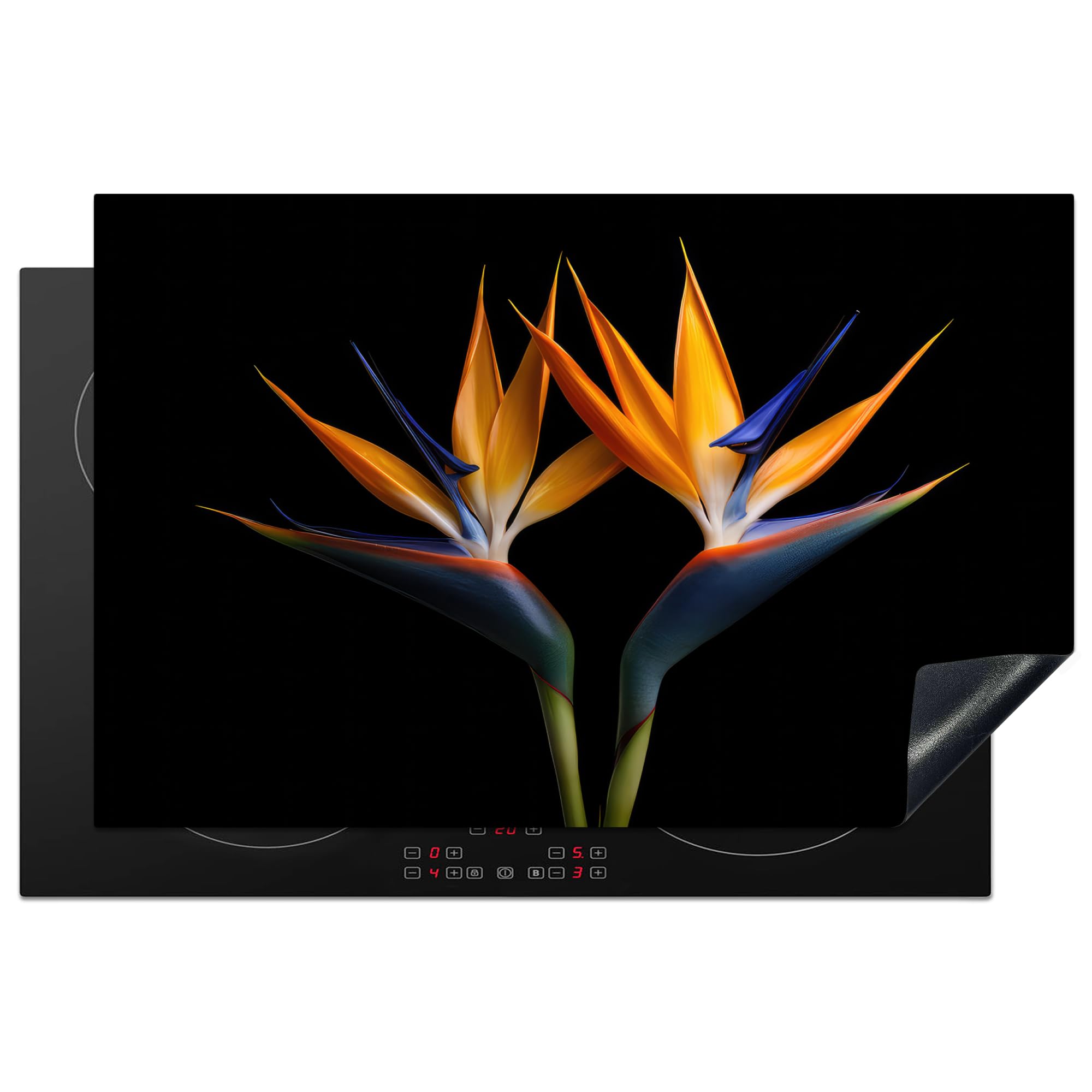 KitchenYeah© Induction Hob Protector Mat 20.5"x31.9" / 81x52 cm Cooker Top Protectors Cover Ceramic Covers Electric Hobs Vinyl Plants - Flowers - Bird of Paradise Flower - Portrait
