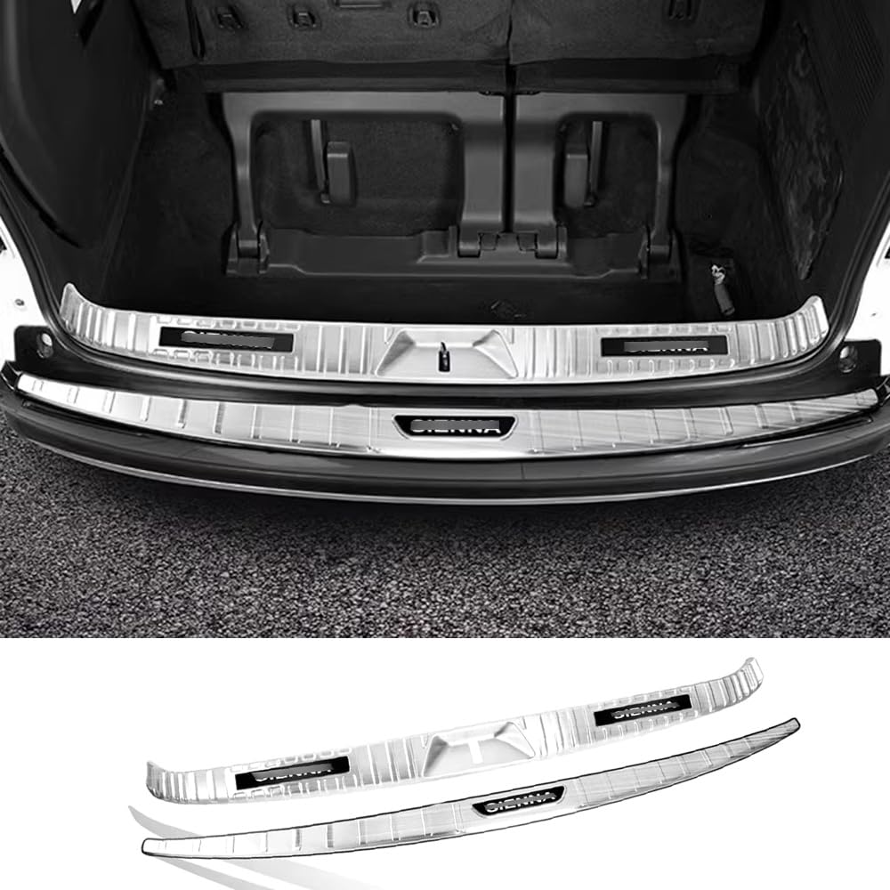 ERIDANUS Auto Accessories Fit for Toyota Sienna 2023 2022 2021 Rear Outside Bumper Sill Plate Guard Cover Trim (Silver) Stainless Steel 2 PCS