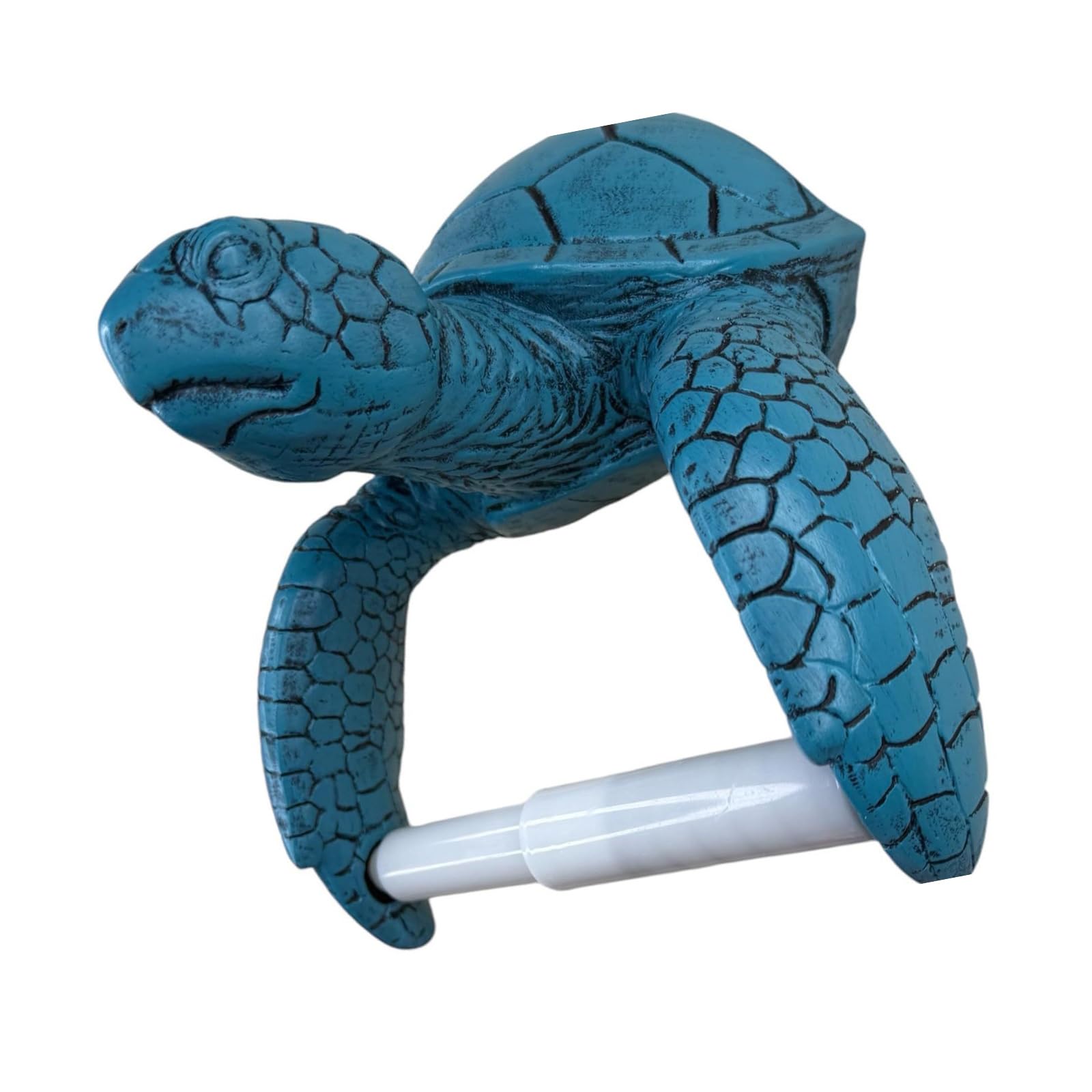 Bathroom Tissue Roll Holder Wall Mounted in Resin with Sea Turtle Accent for Bathroom Wall Storage and Decorative Single Roll Access Tissue Organizer Turtle Rack Sea Holder Single Decor Counter Saving